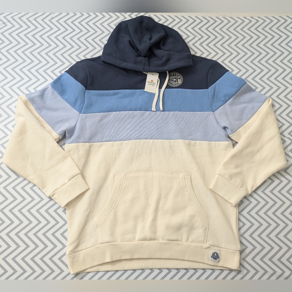 MARINE LAYER Men’s Custom Cut & Sew Colorblock Hoodie Medium SF Bay Area Logo